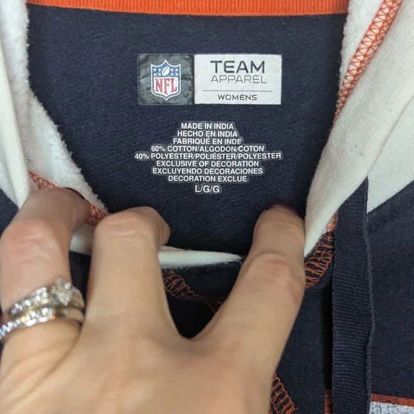 Chicago Bears NFL Team Apparel Women’s Hoodie Large Colorblock Navy White Fleece - Picture 4 of 10